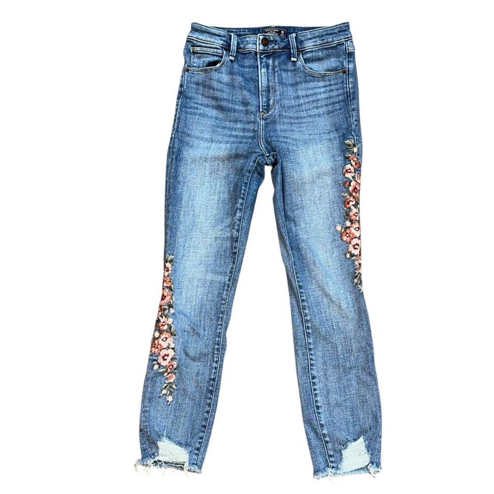 Abercrombie & Fitch Simone‎ High Rise Ankle Denim Jeans Embroidered Floral 26/2